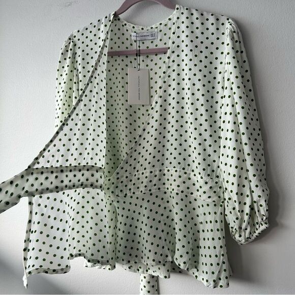 Faithfull The Brand Lavender Wrap Green Lula Dot Blouse - Picture 9 of 9